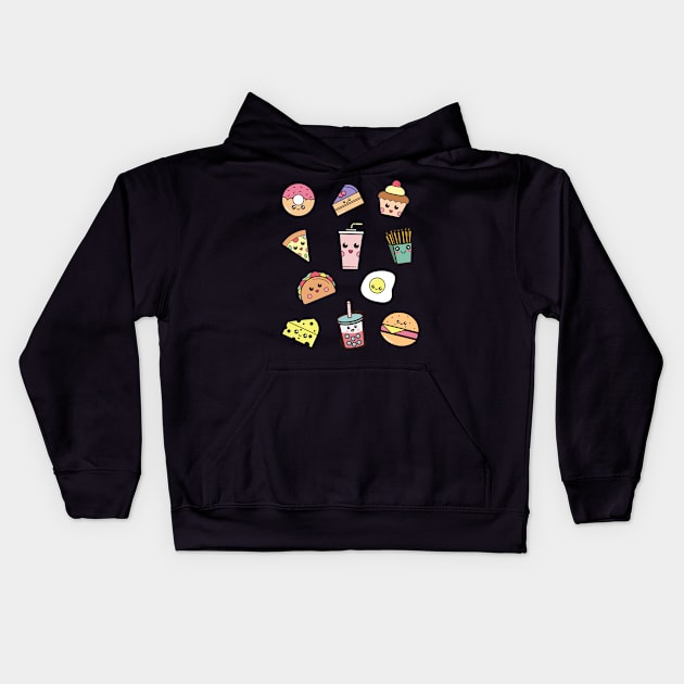 Cute kawaii fast food Kids Hoodie by monicasareen